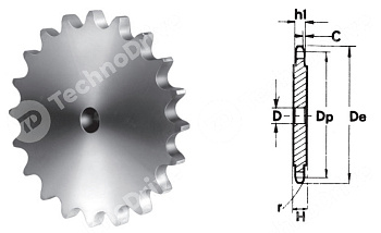 звездочка нерж. без ступицы под расточку для цепи 06b-1 z=39 chiaravalli