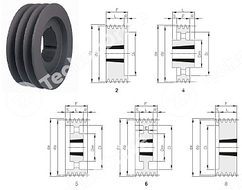 шкив клиновой под втулку тапербуш spb1250-10 tb 6050-150mm npt