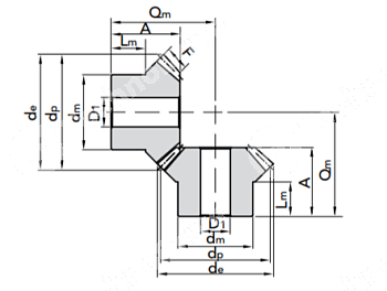 коническая зубчатая шестерня, передат. число: 1:1, m3, z=30 chiaravalli