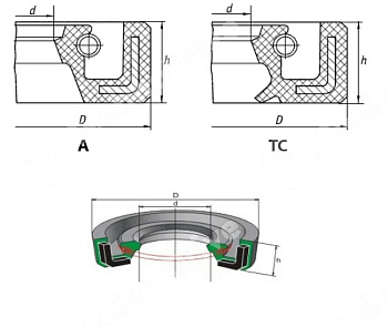 манжета армированная 45x62x7 tc fkm npt