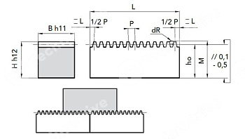 рейка зубчатая прямозубая m=2 20x20 l=2000 мм chiaravalli