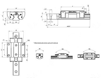 линейная фланцевая роликовая каретка br-rgw55cc zah ballroll