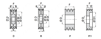 шкив клиновой с готовым диаметром spb 160/3 d=75 h8 chiaravalli