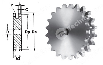 звездочка без ступицы под расточку для цепи 08b-2 z=54 npt